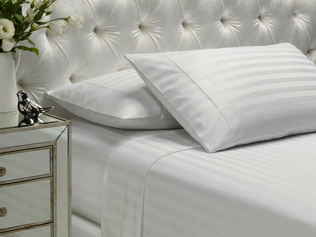 Royal Comfort 1200 Thread count Damask Stripe Cotton Blend sheet sets King White-1899951219976310784