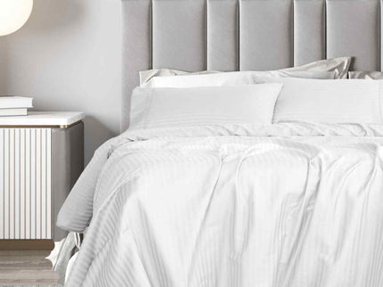 Royal Comfort 1200 Thread count Damask Stripe Cotton Blend sheet sets King White-1899951219976310785