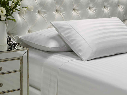 Royal Comfort 1200 Thread count Damask Stripe Cotton Blend sheet sets King White-1899951219976310786