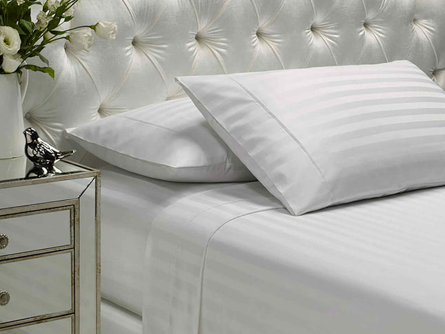 Royal Comfort 1200 Thread count Damask Stripe Cotton Blend sheet sets King White-1899951219976310786