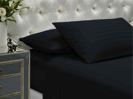 Royal Comfort 1200 Thread count Damask Stripe Cotton Blend sheet sets King Charcoal Grey-1899951220227969026
