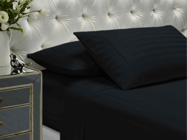 Royal Comfort 1200 Thread count Damask Stripe Cotton Blend sheet sets King Charcoal Grey-1951134867282595842