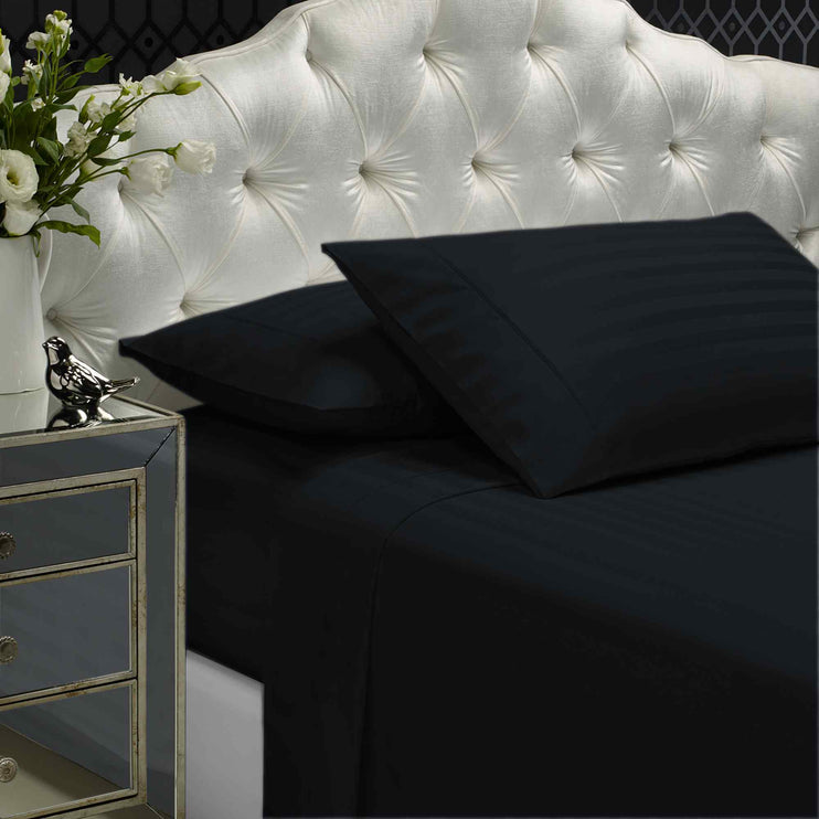 Royal Comfort 1200 Thread count Damask Stripe Cotton Blend sheet sets King Charcoal Grey-1951134867282595842
