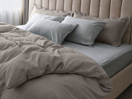 Royal Comfort 1200 Thread count Damask Stripe Cotton Blend Quilt Cover Sets Queen Charcoal Grey-1902483606698332162