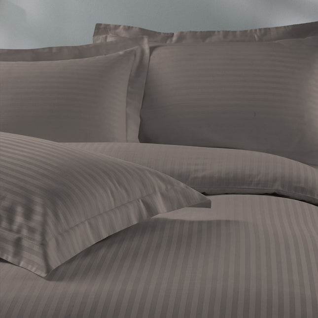 Royal Comfort 1200 Thread count Damask Stripe Cotton Blend Quilt Cover Sets King Charcoal Grey-1951134825826095105