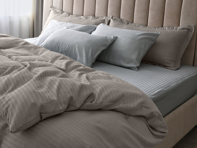 Royal Comfort 1200 Thread count Damask Stripe Cotton Blend Quilt Cover Sets King Charcoal Grey-1889884809224916994