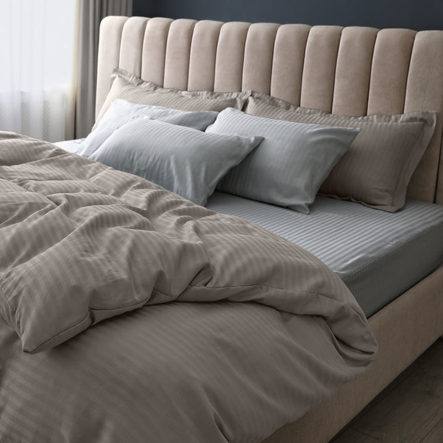 Royal Comfort 1200 Thread count Damask Stripe Cotton Blend Quilt Cover Sets King Charcoal Grey-1951134825826095106