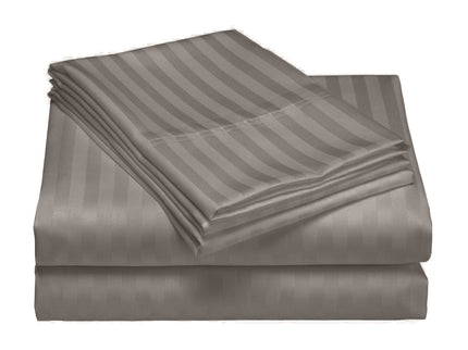 Royal Comfort 1200 Thread count Damask Stripe Cotton Blend Quilt Cover Sets King Charcoal Grey-1889884809224916995