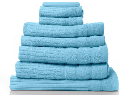 Royal Comfort Eden Egyptian Cotton 600 GSM 8 Piece Towel Pack Aqua-1899951223084290048