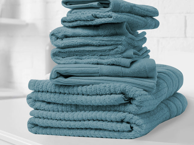 Royal Comfort Eden Egyptian Cotton 600 GSM 8 Piece Towel Pack Turquoise-1951134892721049601