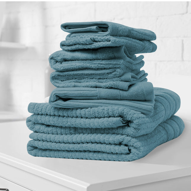Royal Comfort Eden Egyptian Cotton 600 GSM 8 Piece Towel Pack Turquoise-1951134892721049601