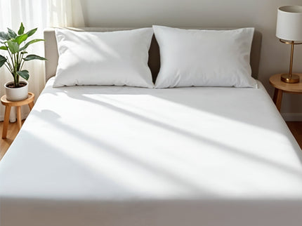 Royal Comfort 1500 TC Cotton Rich Fitted sheet 3 PC Set Double-White-1889884860403814400