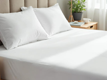 Royal Comfort 1500 TC Cotton Rich Fitted sheet 3 PC Set Double-White-1889884860403814401