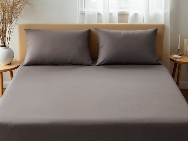 Royal Comfort 1500TC Cotton Rich Fitted sheet 3 PC Set Double-Dusk Grey-1889884860550615041