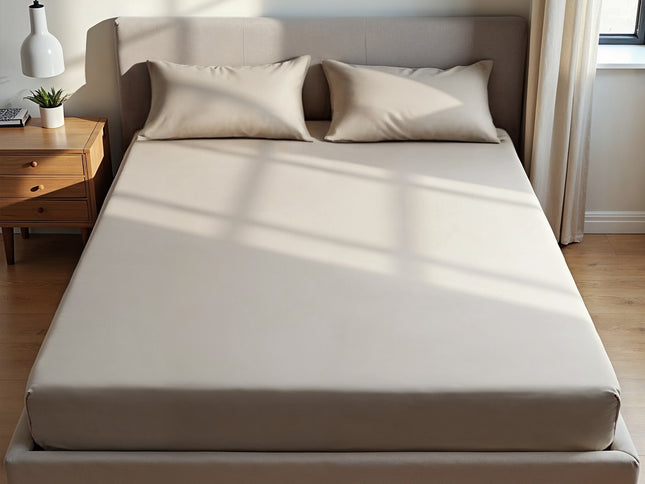 Royal Comfort 1500TC Cotton Rich Fitted sheet 3 PC Set Double-Stone-1902483612369031168