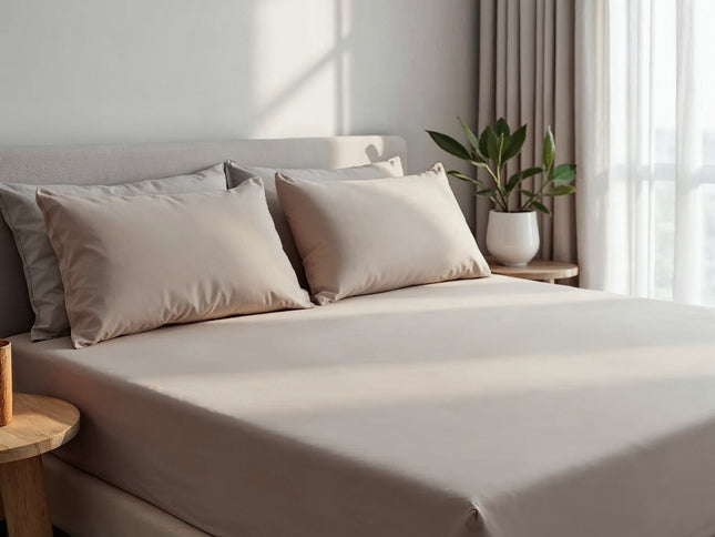 Royal Comfort 1500TC Cotton Rich Fitted sheet 3 PC Set Double-Stone-1902483612369031169