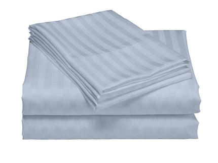 Royal Comfort 1200 Thread count Damask Stripe Cotton Blend sheet sets King Blue Fog-1889884862454829058