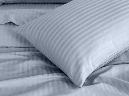 Royal Comfort 1200 Thread count Damask Stripe Cotton Blend sheet sets King Blue Fog-1889884862454829060