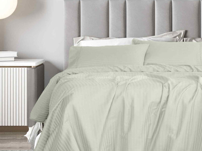 Royal Comfort 1200 Thread count Damask Stripe Cotton Blend sheet sets King Pebble-1951134870528987137