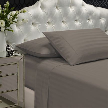 Royal Comfort 1200 Thread count Damask Stripe Cotton Blend sheet sets King Pewter-1951134870906474496
