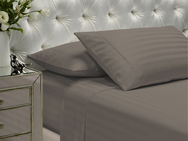 Royal Comfort 1200 Thread count Damask Stripe Cotton Blend sheet sets King Pewter-1902483612520026112
