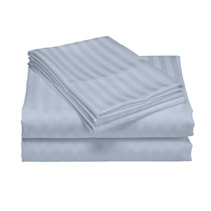 Royal Comfort 1200 Thread count Damask Stripe Cotton Blend sheet sets Queen Blue Fog-1951134871242018819