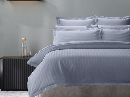 Royal Comfort 1200 Thread count Damask Stripe Cotton Blend Quilt Cover Sets King Blue Fog-1899951212669833216