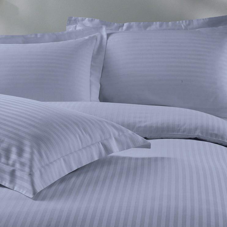 Royal Comfort 1200 Thread count Damask Stripe Cotton Blend Quilt Cover Sets King Blue Fog-1951134826325217281