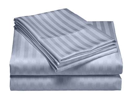 Royal Comfort 1200 Thread count Damask Stripe Cotton Blend Quilt Cover Sets King Blue Fog-1899951212669833219
