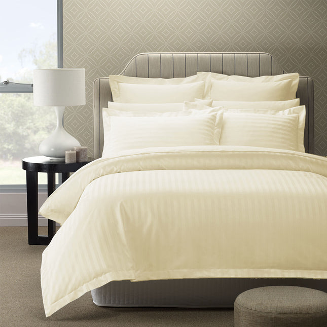 Royal Comfort 1200 Thread count Damask Stripe Cotton Blend Quilt Cover Sets Queen Pebble-1951134826828533760