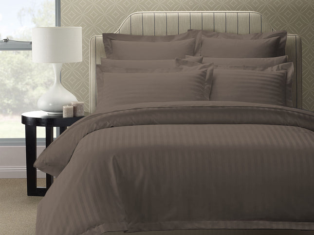 Royal Comfort 1200 Thread count Damask Stripe Cotton Blend Quilt Cover Sets Queen Pewter-1889884811854745600