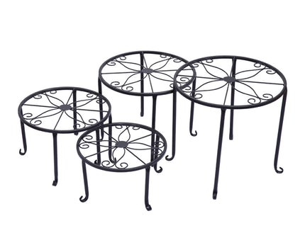 4 x Levede Metal Plant Stand Outdoor Black-1894516825329373185