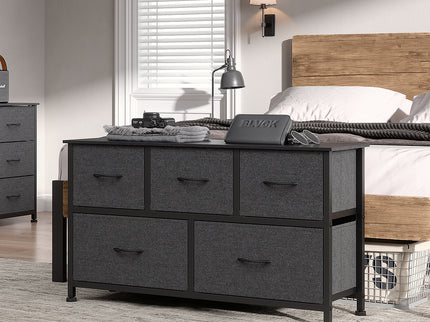 Levede Chest of 5 Drawers Storage Cabinet Dark Grey-1910113285462691847