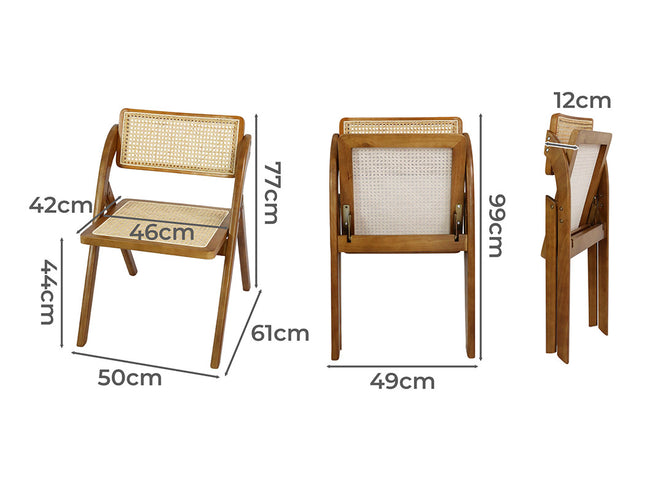 Levede 2X Foldable Rattan Dining Chairs Walnut-1942353403518783490