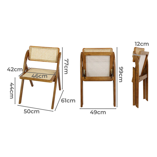 Levede 2X Foldable Rattan Dining Chairs Walnut-1975420495780253698