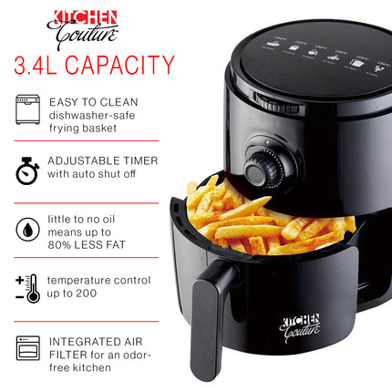 Kitchen Couture 3.4L Air Fryer Colour: Black-1951134803457871875