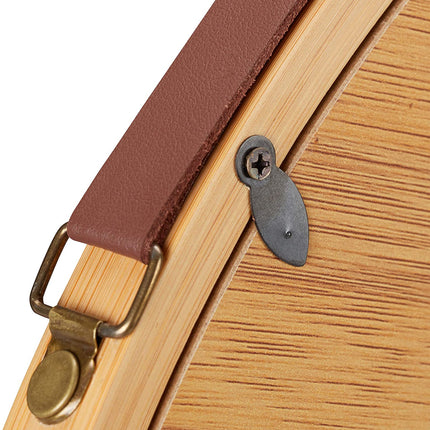 CARLA HOME Hanging Wall Mirror 38cm - Solid Bamboo Frame and Adjustable Leather Strap for Bathroom and Bedroom, Vanity Mirror, Makeup Mirror, Face Mirrors, Wall Shelf Mirror (Round 38 cm)-1978962234608586757