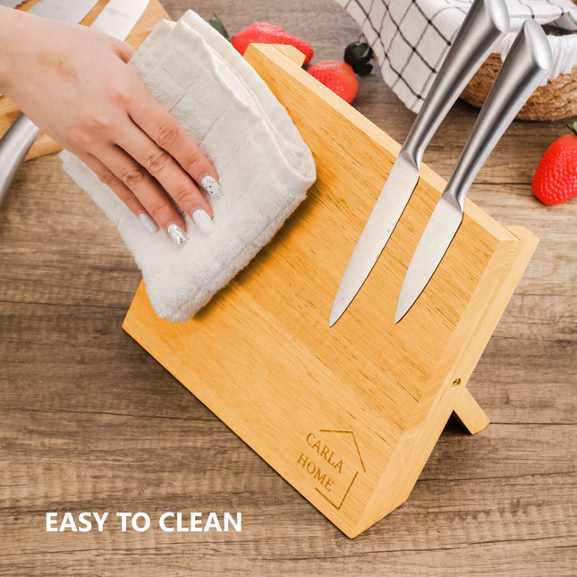 CARLA HOME Natural Bamboo Magnetic Knife Block Holder with Strong Magnets for Home Kitchen Storage & Organisation-1978962235455836162