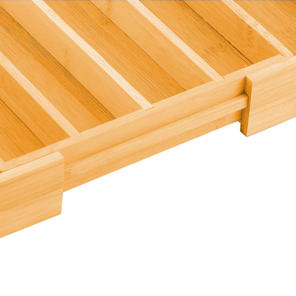 CARLA HOME Large Capacity Bamboo Expandable Drawer Organizer with Knife Block Holder for Home Kitchen Utensils-1978962235657162759