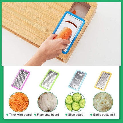 CARLA HOME Large Bamboo Cutting Board and 4 Containers with Mobile Holder gift included for Home Kitchen-1978962236374388741