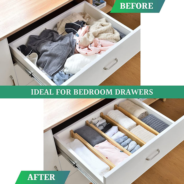 CARLA HOME  4 Pack Bamboo Adjustable Kitchen Drawer Dividers (Large, 44-55 cm)-1978962236802207745