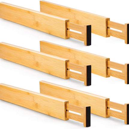 CARLA HOME  6 Pack Bamboo Adjustable Kitchen Drawer Dividers (Large, 44-55 cm)-1978962237007728640
