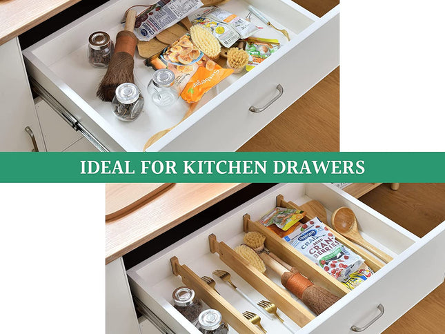 CARLA HOME  6 Pack Bamboo Adjustable Kitchen Drawer Dividers (Large, 44-55 cm)-1978962237007728642