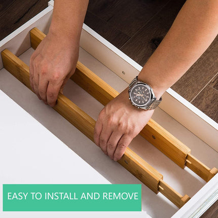 CARLA HOME  6 Pack Bamboo Adjustable Kitchen Drawer Dividers (Large, 44-55 cm)-1978962237007728644