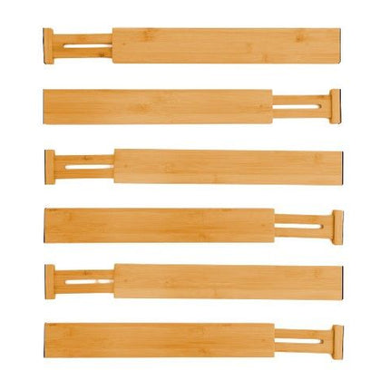 CARLA HOME  6 Pack Bamboo Adjustable Kitchen Drawer Dividers (Large, 44-55 cm)-1978962237007728648