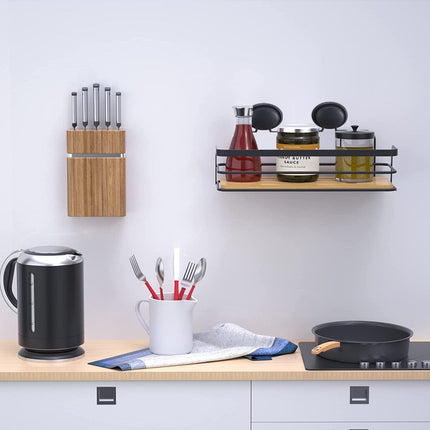 CARLA HOME  2 Pack Rectangular Bamboo Corner Shower Caddy Shelf Basket Rack with Premium Vacuum Suction Cup No-Drilling for Bathroom and Kitchen-1978962237536210946