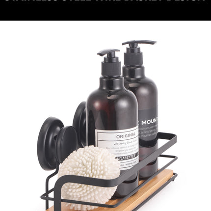 CARLA HOME  2 Pack Rectangular Bamboo Corner Shower Caddy Shelf Basket Rack with Premium Vacuum Suction Cup No-Drilling for Bathroom and Kitchen-1978962237536210948