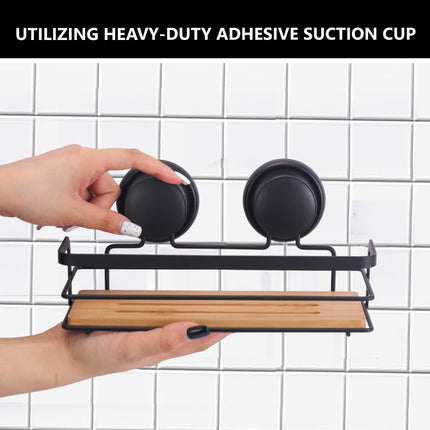 CARLA HOME  2 Pack Rectangular Bamboo Corner Shower Caddy Shelf Basket Rack with Premium Vacuum Suction Cup No-Drilling for Bathroom and Kitchen-1978962237536210949