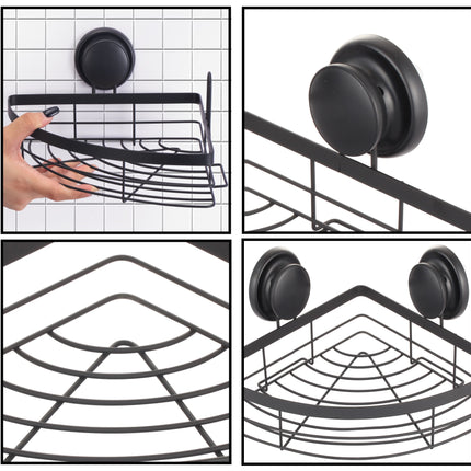 CARLA HOME  2 Pack Round Corner Shower Caddy Shelf Basket Rack with Premium Vacuum Suction Cup No-Drilling for Bathroom and Kitchen-1978962237745926148