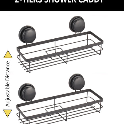 CARLA HOME  2 Pack Rectangular Corner Shower Caddy Shelf Basket Rack with Premium Vacuum Suction Cup No-Drilling for Bathroom and Kitchen-1978962237938864130